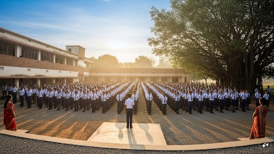AI-generated image of school assembly