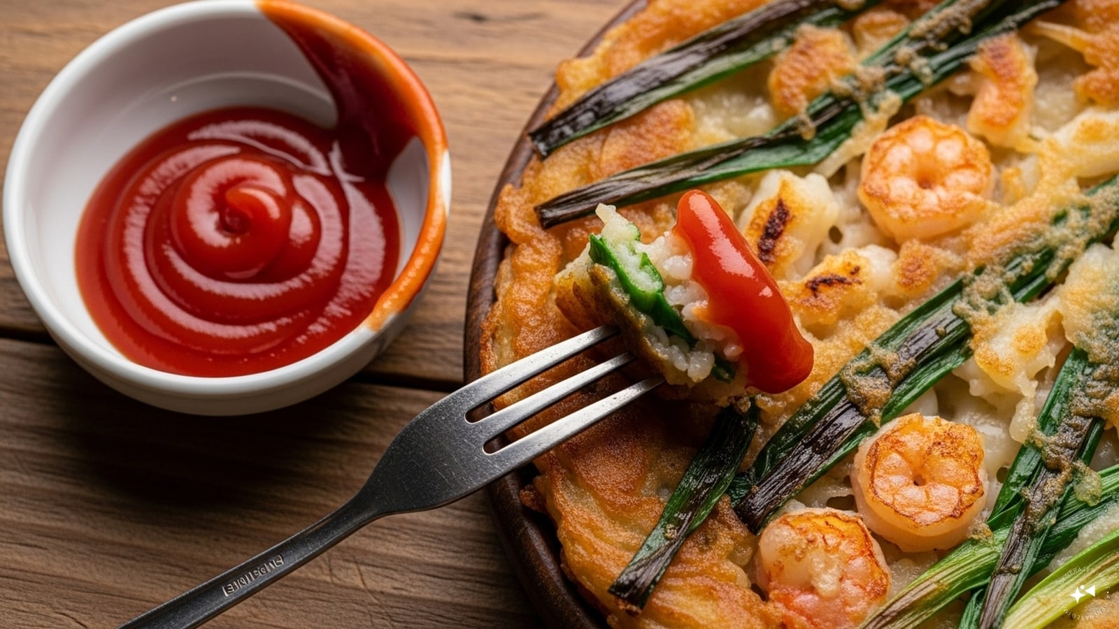 Pair your Korean Pancake with a ketchup and enjoy! Pair your Korean Pancake with a ketchup and enjoy!
