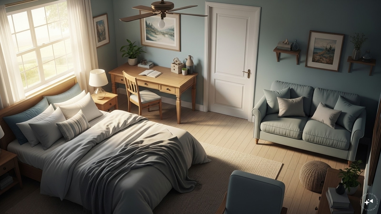 Dominant Position: The location of the main furniture is the most important Feng Shui theory. Like the bed, desk, and sofa, in the "dominant position". This implies that you face the door as you sit or lie down. But not straight, slightly diagonally. One feels secure and in control as a result. Dominant Position: The location of the main furniture is the most important Feng Shui theory. Like the bed, desk, and sofa, in the "dominant position". This implies that you face the door as you sit or lie down. But not straight, slightly diagonally. One feels secure and in control as a result.