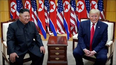 US President Donald Trump meets with North Korean leader Kim Jong Un. (Reuters/File)
