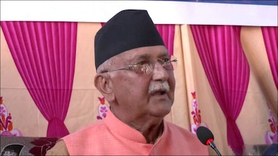 Nepal's former PM KP Sharma Oli at a public event in Bhaktapur. (ANI)