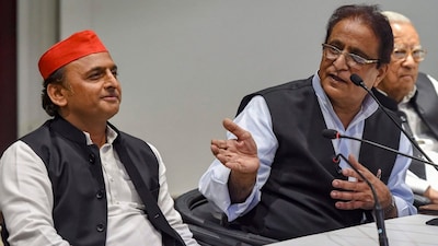 SP chief Akhilesh Yadav (left) with Azam Khan. (PTI File)