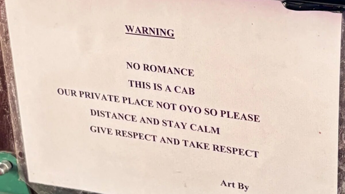 Bengaluru Auto Driver Bans Romance in Vehicle with Sign