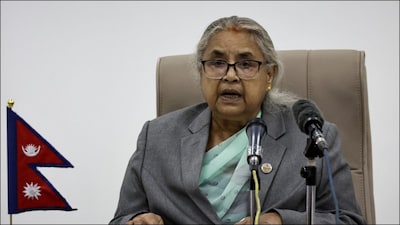 Nepal PM Sushila Karki addressing the nation on Thursday. (Reuters)
