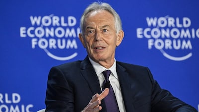 Britain's former prime minister Tony Blair speaks during a session at the World Economic Forum. (AFP file photo)