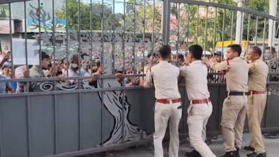 Agitated fans also assembled outside the residence of Shyamkanu Mahanta, chief organiser of the North East India Festival. (Image: News18)