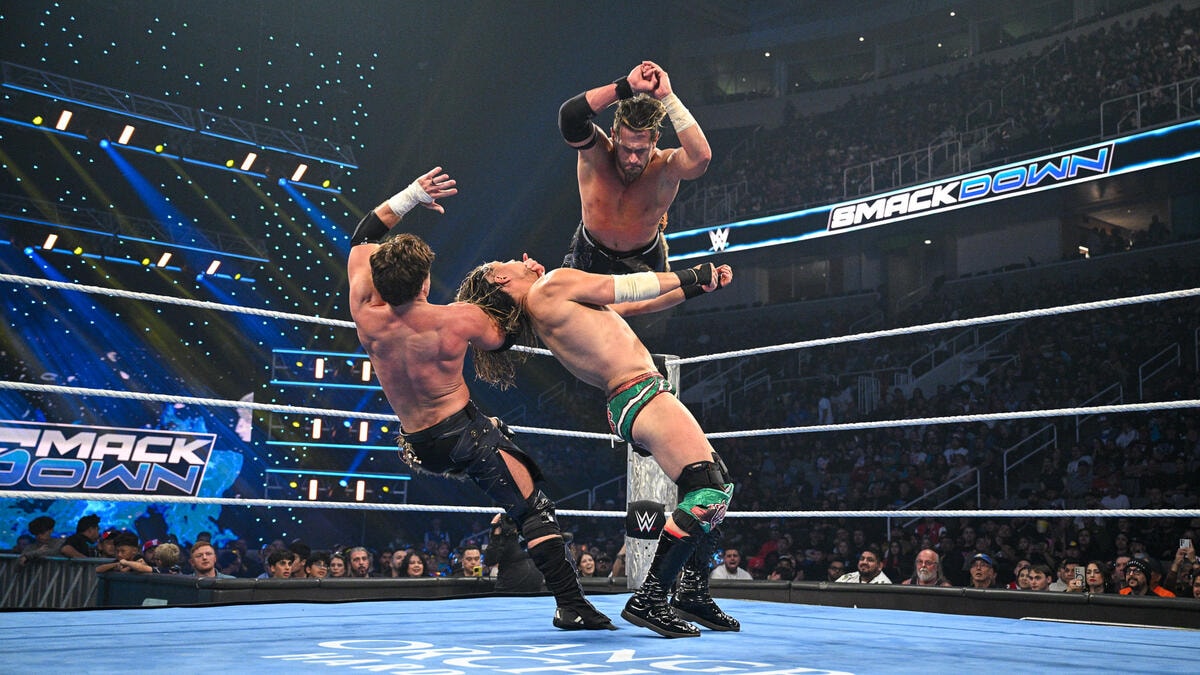 Motor City Machine Guns beat Los Garza. (WWE) Motor City Machine Guns beat Los Garza. (WWE)