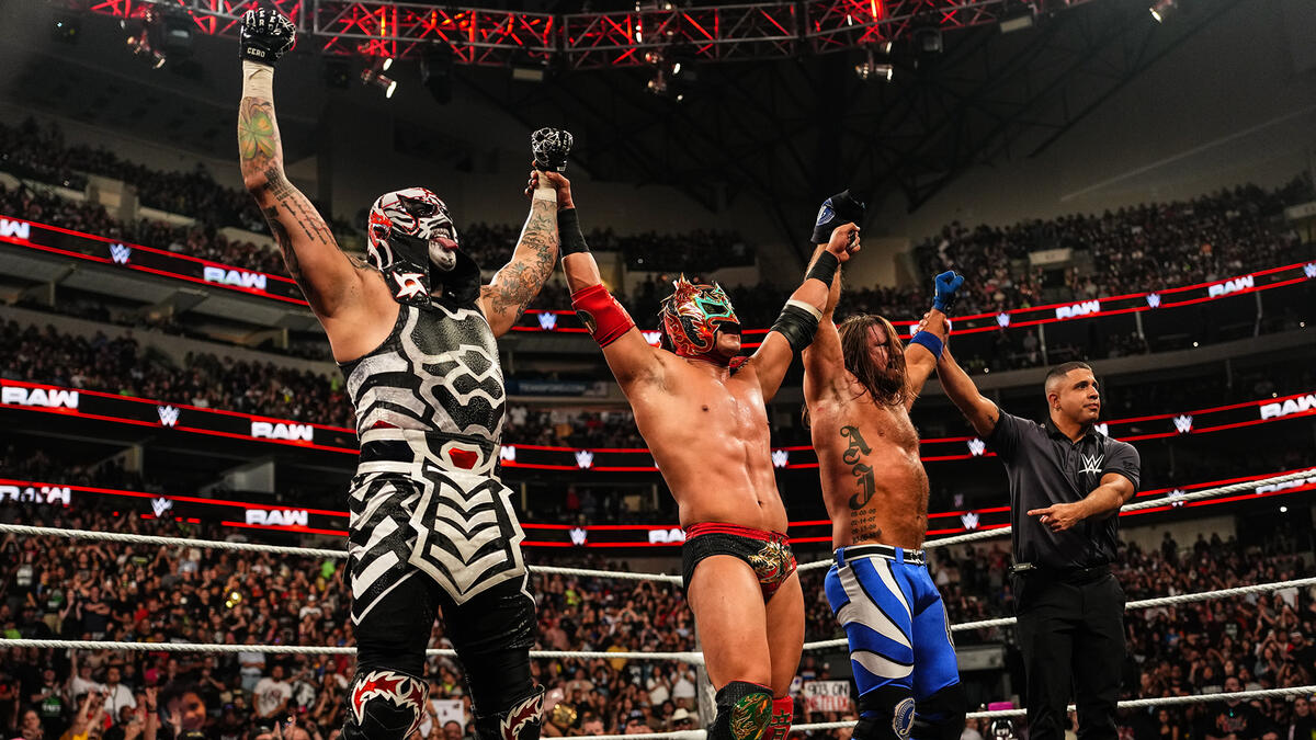 AJ Styles, Dragon Lee and Penta. (WWE) 