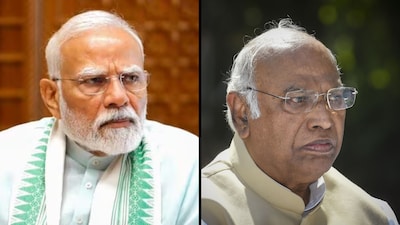 Prime Minister Narendra Modi; Congress President Mallikarjun Kharge (R)(Image: PTI)