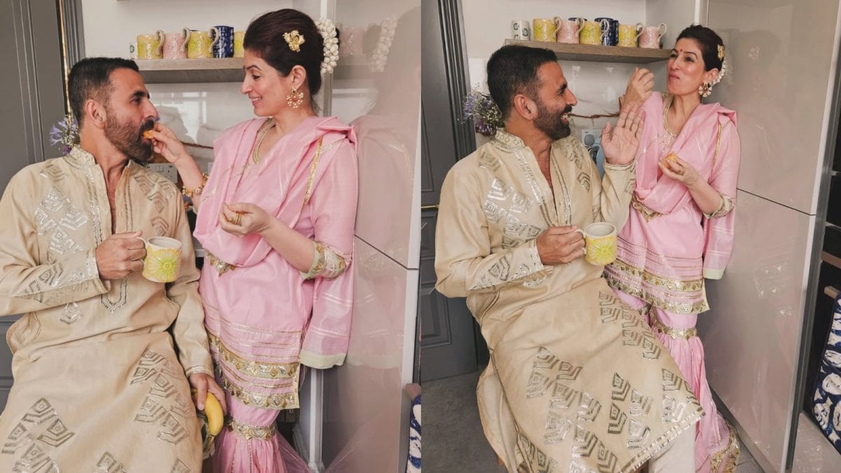 Akshay Kumar Bursts Into Laughter As Twinkle Khanna Feeds Him Oranges During London Diwali