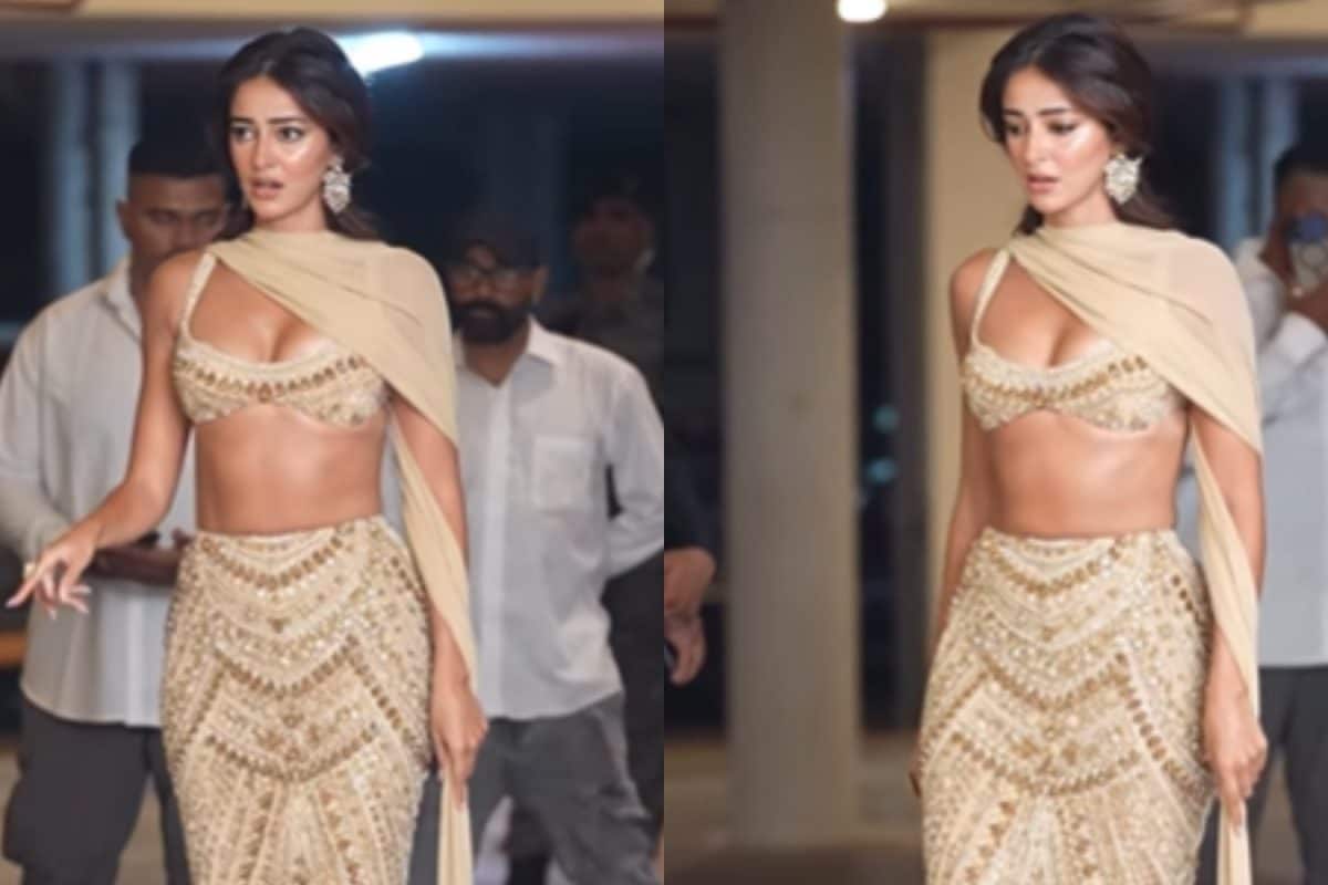 Ananya Panday Adds Desi Glam To Diwali Bash In Sculpted Blouse And Golden Lehenga