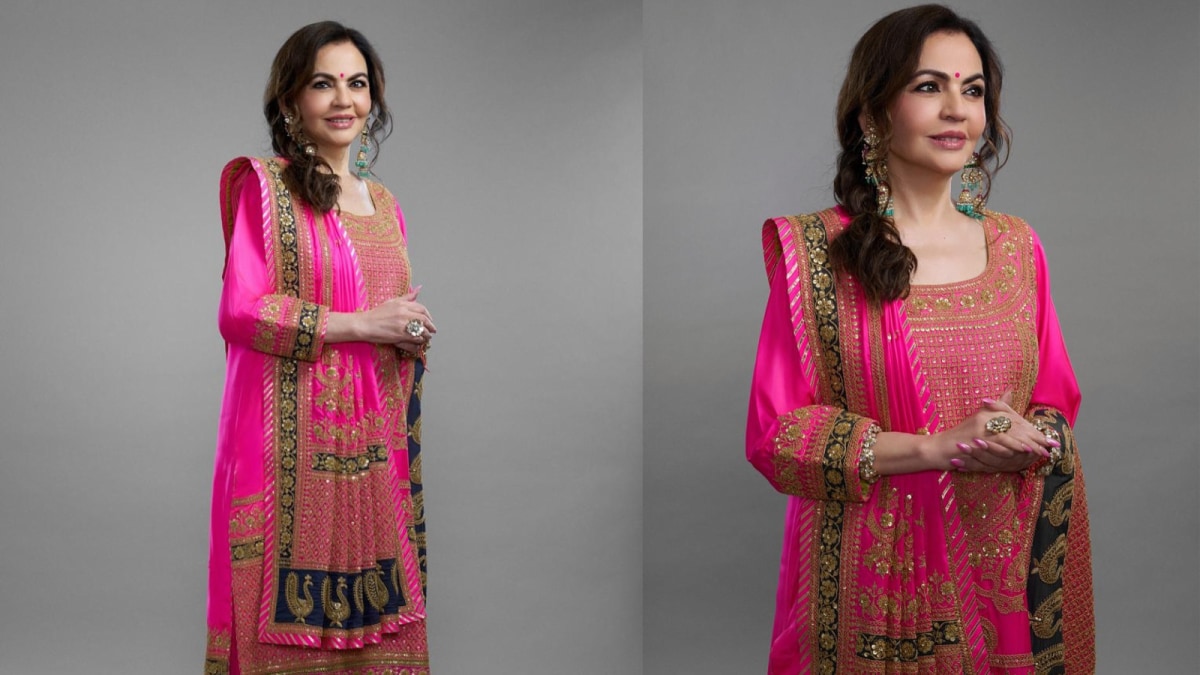 Nita Ambani Stuns In Rani Pink Kurta Set At Navratri Dandiya Festival