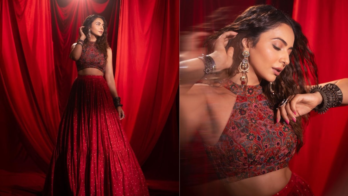 Rakul Preet Singh Dazzles In Scarlet Splendour For Diwali