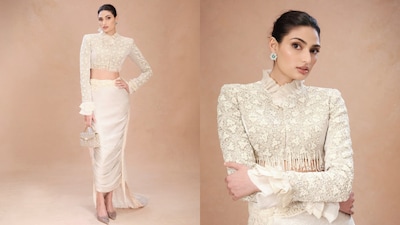 Athiya Shetty returns Post-Motherhood in dreamy ivory Anamika Khanna ensemble