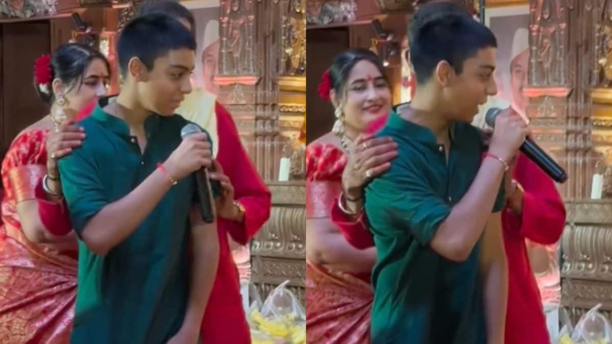 Maha Ashtami: Kajol’s Son Yug Devgan Gets Emotional, Sweetly Chants ‘Durga Maa Ki Jai’ | Watch Maha Ashtami: Kajol’s Son Yug Devgan Gets Emotional, Sweetly Chants ‘Durga Maa Ki Jai’ | Watch