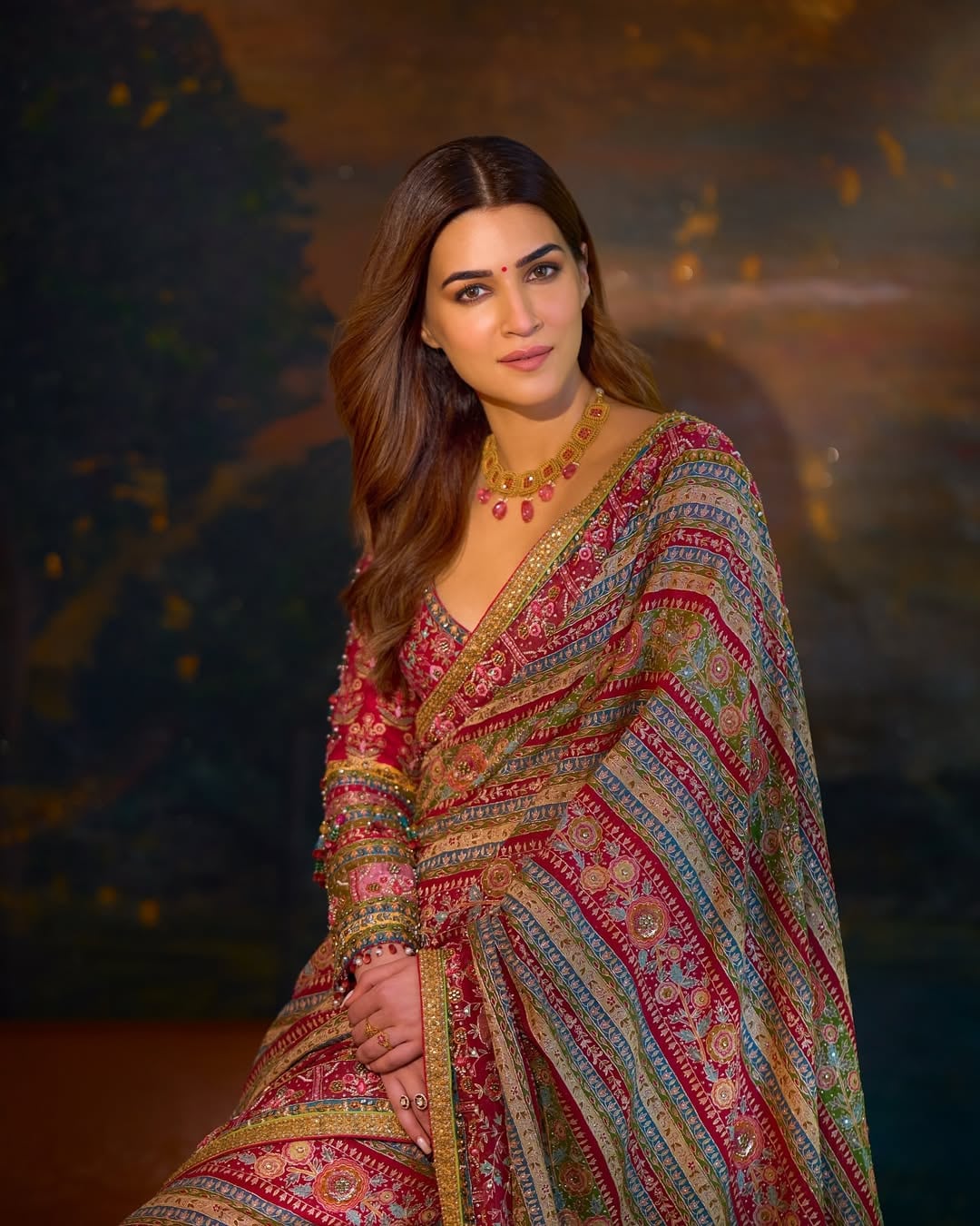 Deep Neck Blouse: Turn heads this festive season with a deep-neck blouse featuring intricate embroidery, inspired by Kriti Sanon’s bold yet elegant style. (Image: Instagram) Deep Neck Blouse: Turn heads this festive season with a deep-neck blouse featuring intricate embroidery, inspired by Kriti Sanon’s bold yet elegant style. (Image: Instagram)