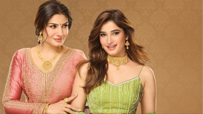 Raveena Tandon and Rasha Thadani debut for Reliance Jewels.