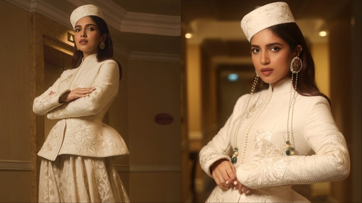 Bhumi Pednekar Dazzles In An Intricate White Rohit Bal Creation At Singapore