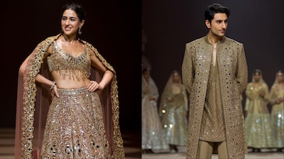 Sara dazzled in an orange ensemble while Ibrahim wore a regal sherwani.