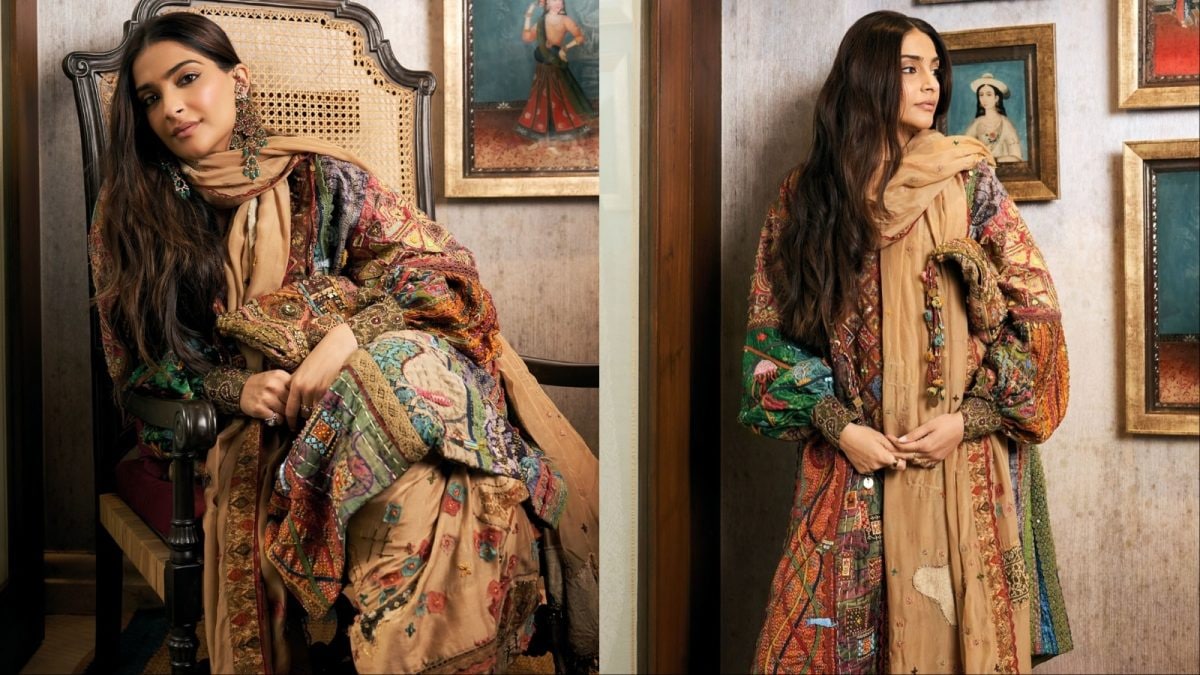 Sonam Kapoor Celebrates Diwali In A Handcrafted Patchwork Rimple & Harpreet Ensemble