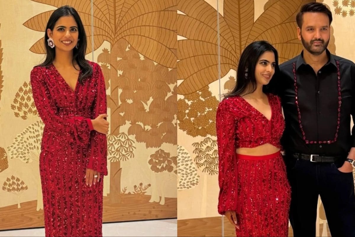 Isha Ambani Dazzles In Scarlet Sequins For Her Jamnagar Birthday Bash