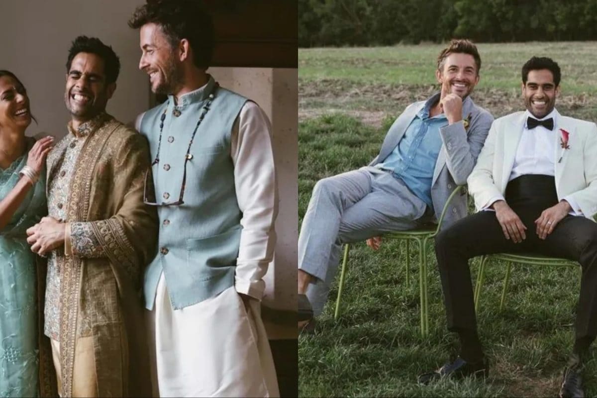 Jonathan Bailey Charms In Nehru Jacket And Grey Suit At A Desi Wedding
