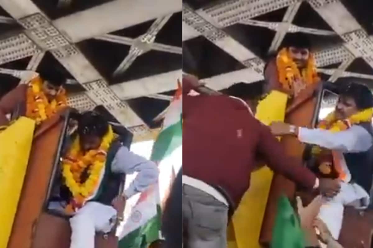 BJP MP Slaps Operator After Being Stuck In Crane During Ekta Diwas Event | Video