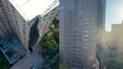 Eyewitness video shared on social media showed one corner of the building reduced to rubble. (Image Credit: X)