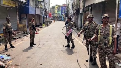 Heavy police force deployed after a clash erupts during Durga Puja immersion, in Cuttack. (X)