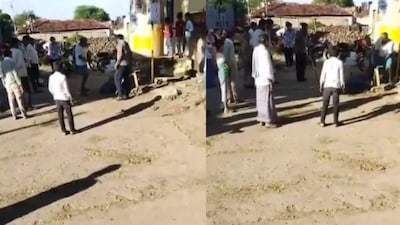 A video of the incident has also surfaced on social media platforms, where Vishnu can be seen tied to a pole and brutally beaten with a stick. (X)