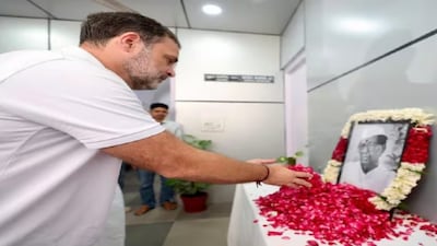 Congress leader Rahul Gandhi paid tribute to former party president Sitaram Kesri on his 25th death anniversary. Image/X