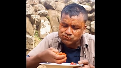 An old video of Ram consuming over 10 kilograms of hot dried chillies in one sitting has gone viral. (Instagram/@golu.k_facts)