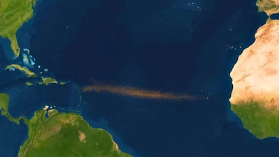 Without urgent intervention, this 'Sargassum Monster' threatens to engulf the entire Caribbean and American coastlines in the near future. (NASA) 