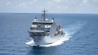 Indian Navy ship INS Nistar departed Singapore after successfully participating in the multi-nation submarine rescue exercise | Image: X
