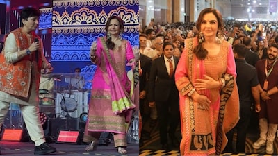Reliance Foundation chairperson Nita Ambani celebrated Navratri at 'Radiance Dandiya' with singer Falguni Pathak at the Jio World Convention Centre in Mumbai on October 2. (Image: @RIL_Updates/X)