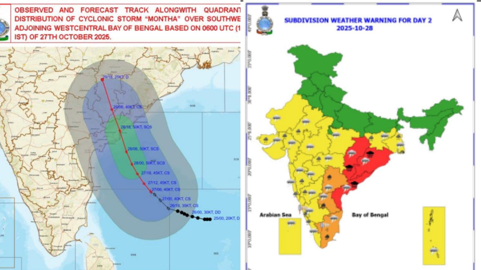 Cyclonic storm 'Montha', brewing over the Bay of Bengal, is heading towards the Andhra Pradesh coast with wind speeds reaching up to 105 kmph
