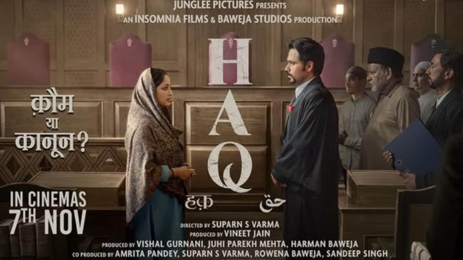 Haq: Starring Yami Gautam and Emraan Hashmi, the film is inspired by the Supreme Court’s Mohd. Ahmed Khan v. Shah Bano Begum case. Directed by Suparn S Verma, Haq is based on Jigna Vora’s book Bano: Bharat Ki Beti. It releases on November 7. 