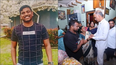 Former Minister T Harish Rao met the family of deceased Indian student Chandrashekar Pole. (Photo: X)