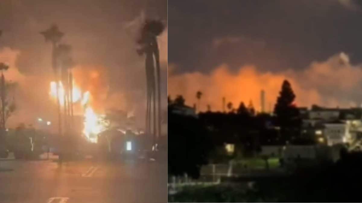 Night Sky Turns Orange As Chevron Refinery Blast Rocks Los Angeles | Video
