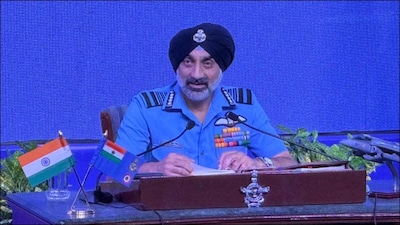IAF chief Air Marshal AP Singh during a press conference on Friday.