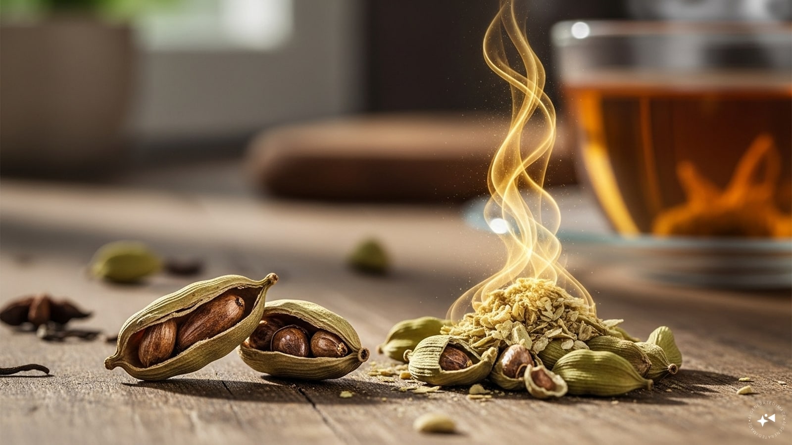 Next, crush a couple of cardamom pods. It not only helps in reducing bloating but also adds a naturally sweet aroma, making sugar almost unnecessary.   Next, crush a couple of cardamom pods. It not only helps in reducing bloating but also adds a naturally sweet aroma, making sugar almost unnecessary.