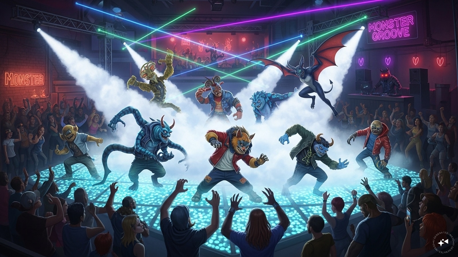 Monster Dance-Off: Host a dance party where everyone shows off their best monster moves. You can add a fog machine for dramatic effect. Monster Dance-Off: Host a dance party where everyone shows off their best monster moves. You can add a fog machine for dramatic effect.
