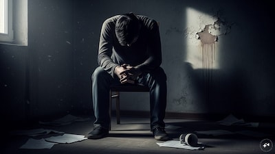 An AI-generated, representative image for a man in distress (News18)