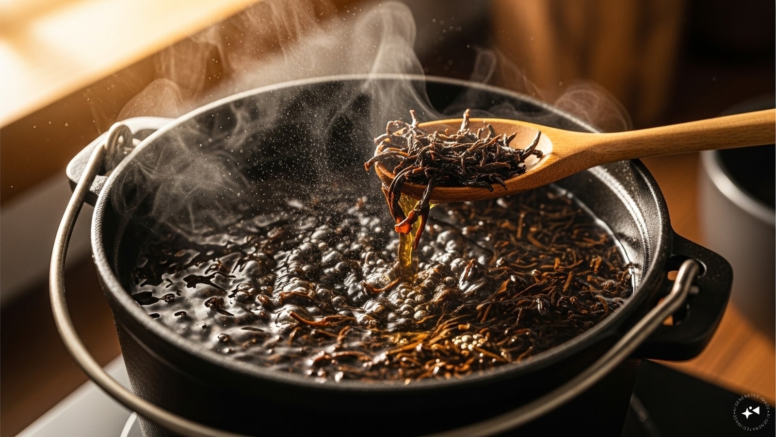 Firstly, boil the black tea leaves in water. It releases a rich mix of polyphenols and antioxidants, both known for their health-boosting properties.   Firstly, boil the black tea leaves in water. It releases a rich mix of polyphenols and antioxidants, both known for their health-boosting properties.