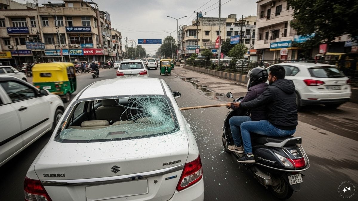 Journalist Chased In Noida, Car's Rear Window Smashed By 2 Men On Scooter; One Arrested