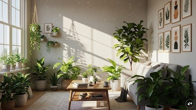 Indoor plants improve air quality and regulate humidity.