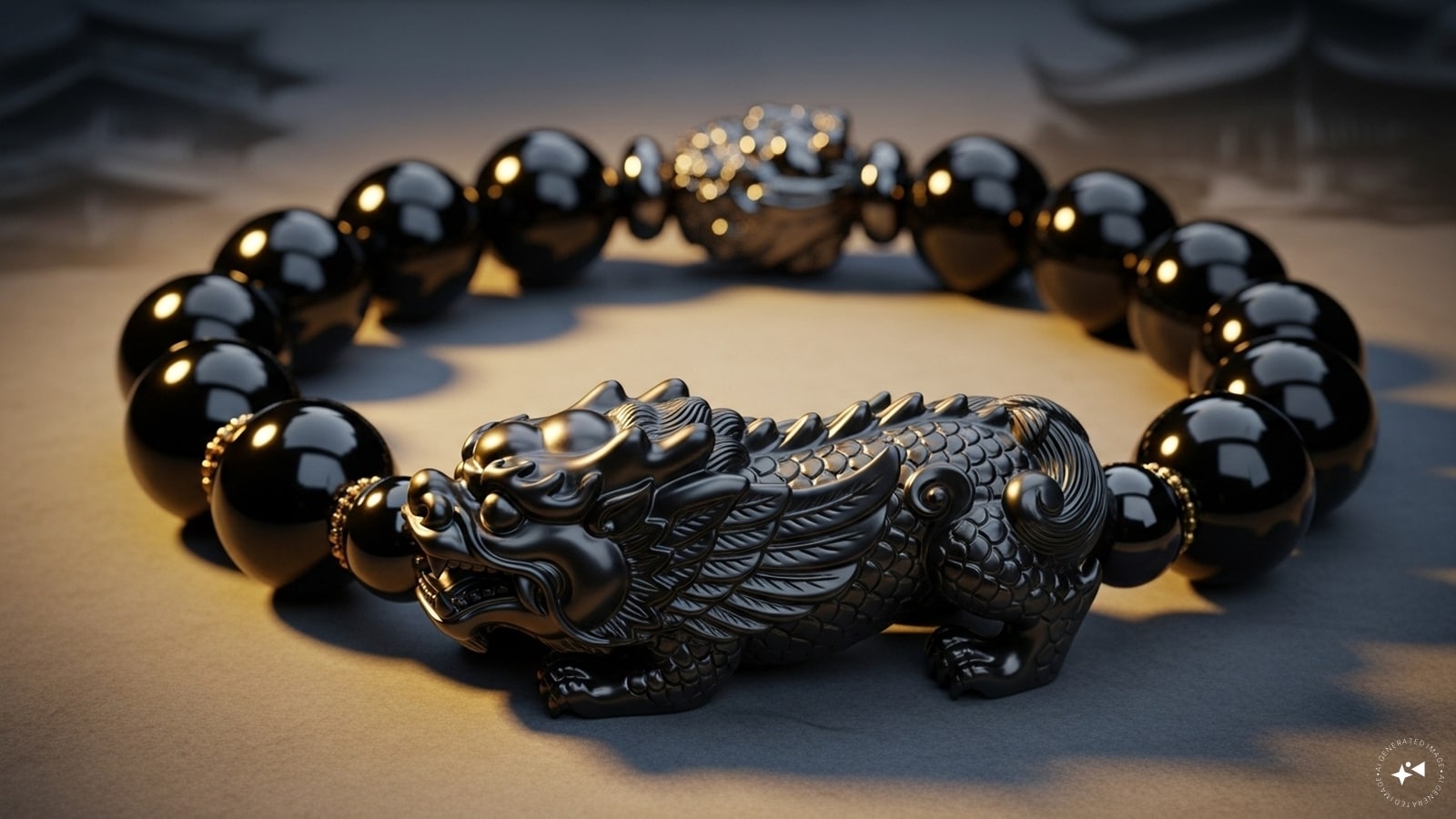 Usos especiais para uma pulseira PIXIU: o Pixiu deve enfrentar para fora para que possa atrair riqueza para você. Limpe -o com um pano leve a cada poucos dias. Nunca coloque -o debaixo da cabeça ou no banheiro. (Imagem gerada pela IA)