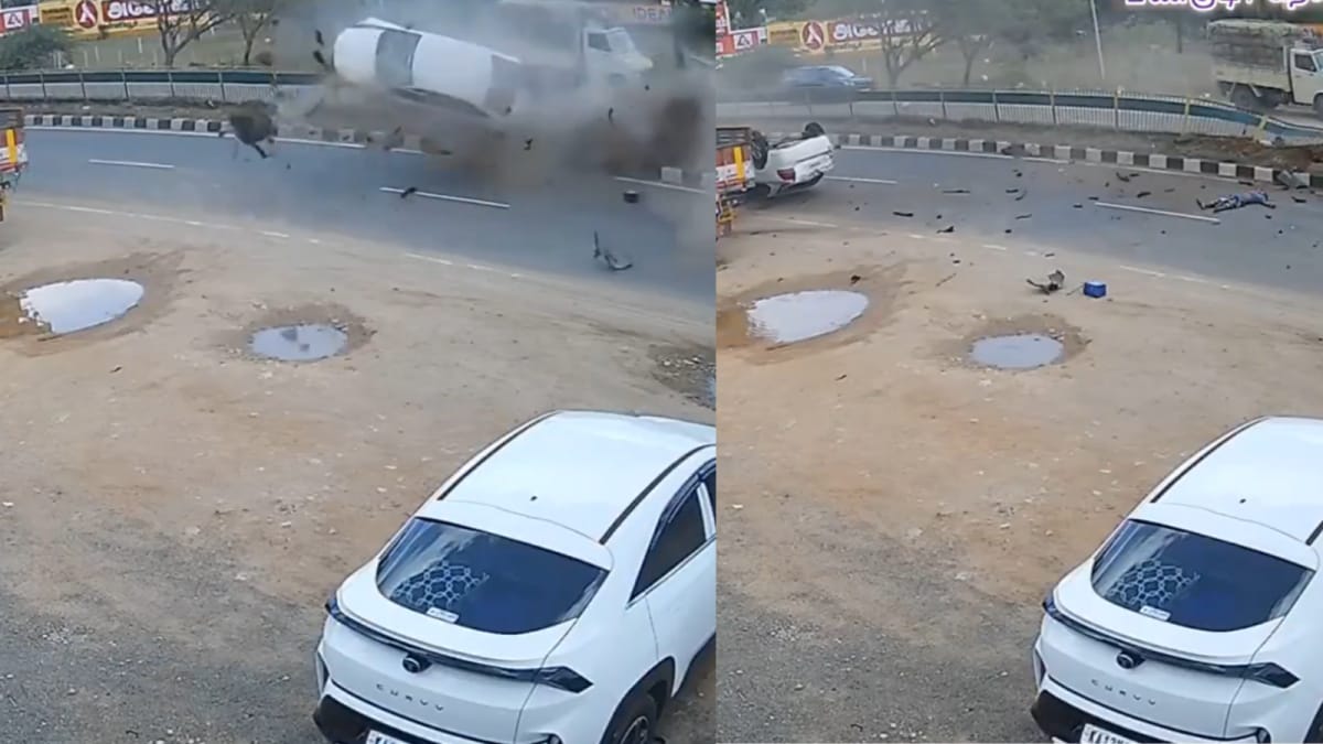 Car Crash in Tamil Nadu: Incident Caught on CCTV, 2 Injured