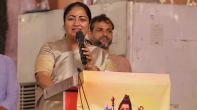 Delhi CM Rekha Gupta during Inter-State Brahmin Conference (Credits: X/Rekha Gupta)