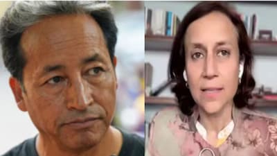 Left: Activist Sonam Wangchuk; Right: His wife Gitanjali J Angmo 
